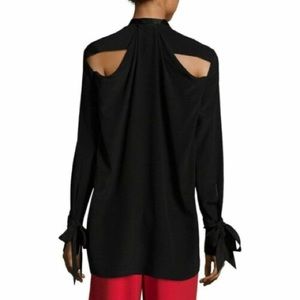 Incredible rag & bone hi low silk Dylan bow sleeve cut out blouse black S NWOT